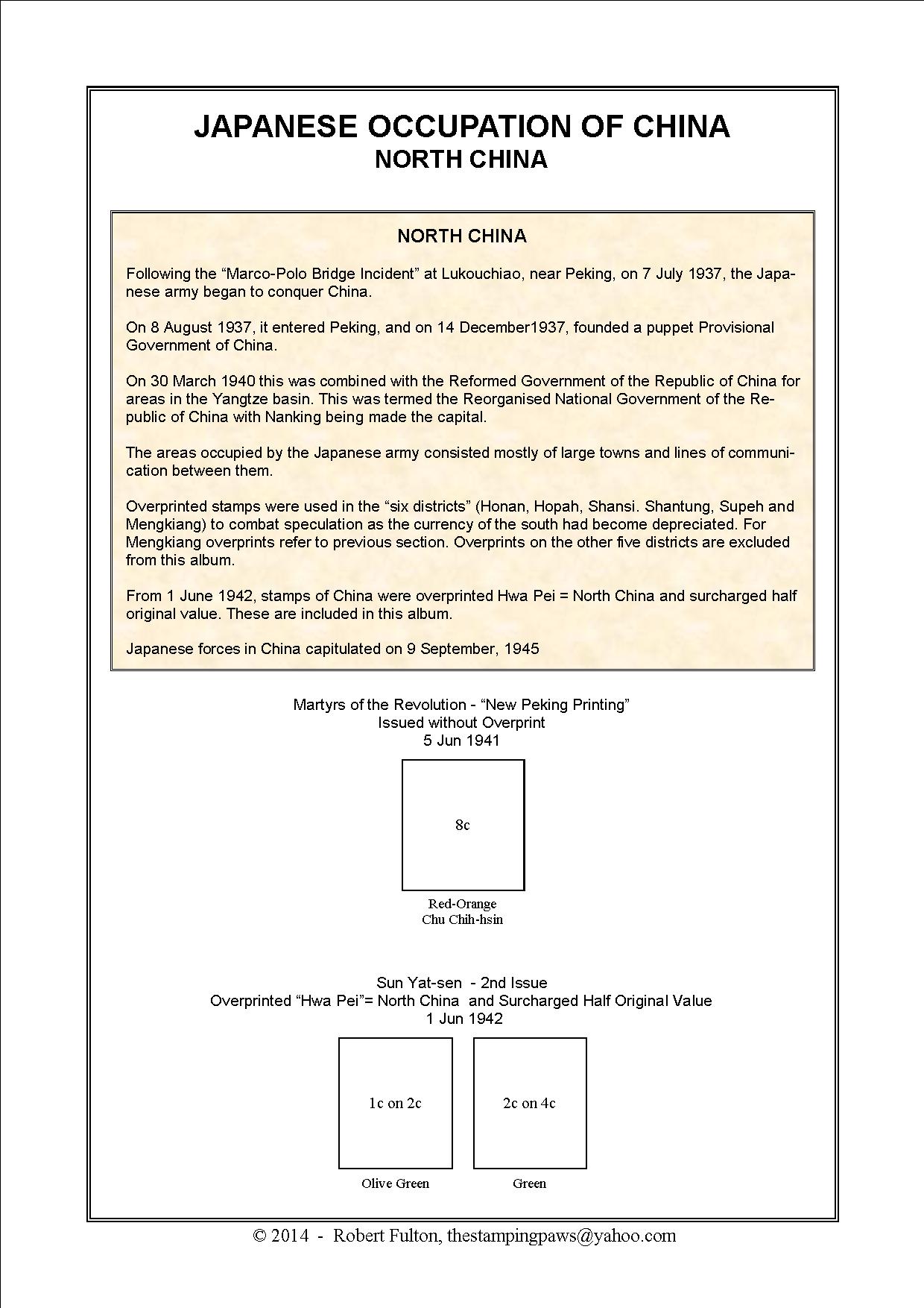 Japanese Occupation of China Stamp Album